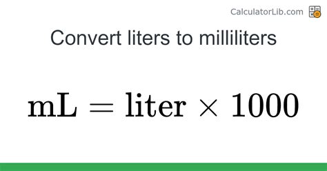 3100ml to l|Convert Milliliters to Liters (ml → l ).